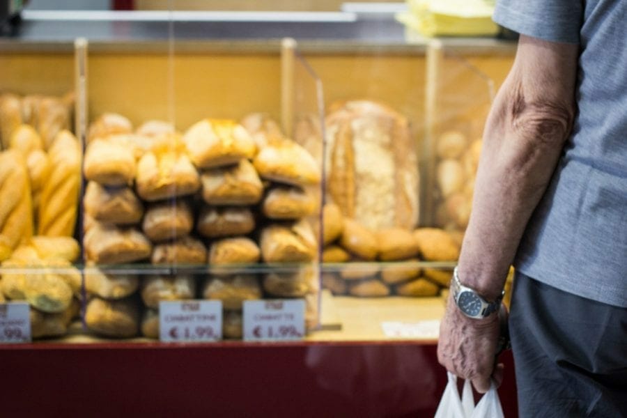 buying bread in a supermarket