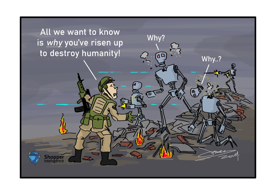 illustration of war with AI